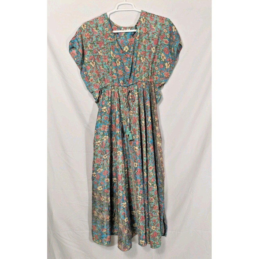 Karma Highway Maxi Dress Kurta Boho Gypsy Paisley Floral Festival Caftan OS